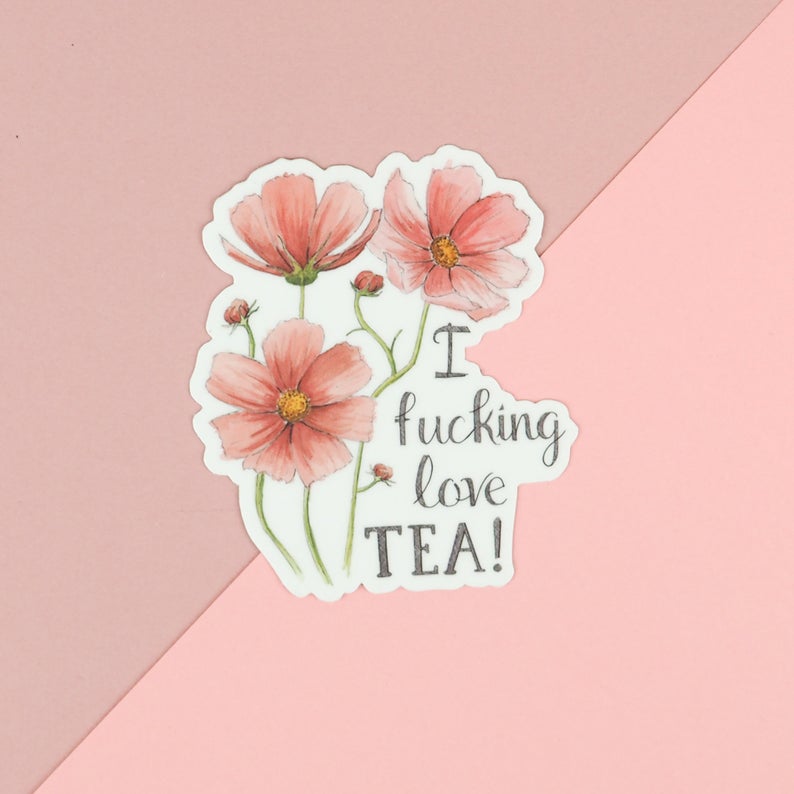 Love Tea Vinyl Sticker - Naughty Florals