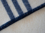 MacAusland Wool Blanket (White with Navy Stripes) - MacAusland's Woolen Mills