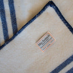 MacAusland Wool Blanket (White with Navy Stripes) - MacAusland's Woolen Mills