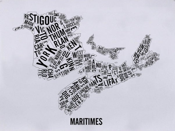 Maritimes Word Map (20" x 26") (Final Sale) - Alexandre Laquerre