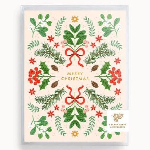 Merry Christmas Berries Card - Boxed Set of 8 - Linden Paper Co.