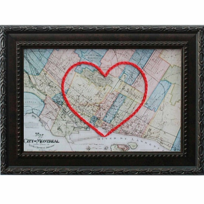 Montreal Stitched Heart Map - Sadie & June