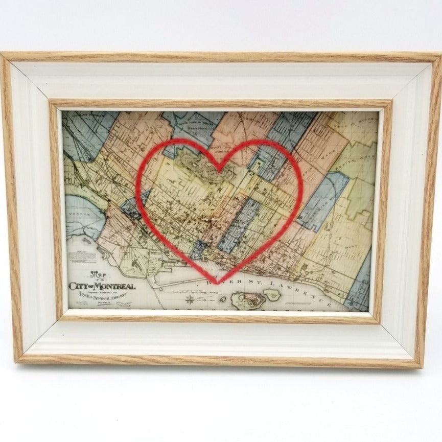 Montreal Stitched Heart Map - Sadie & June