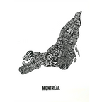 Montreal Inverted Word Map - Black Map w/ White Text (20" x 26") (Final Sale)