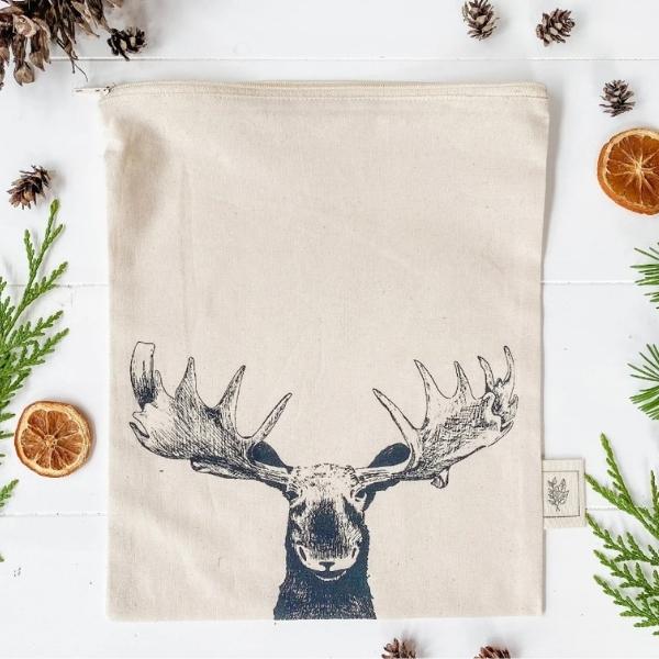 Reusable Fabric Produce/Gift Bag - Moose