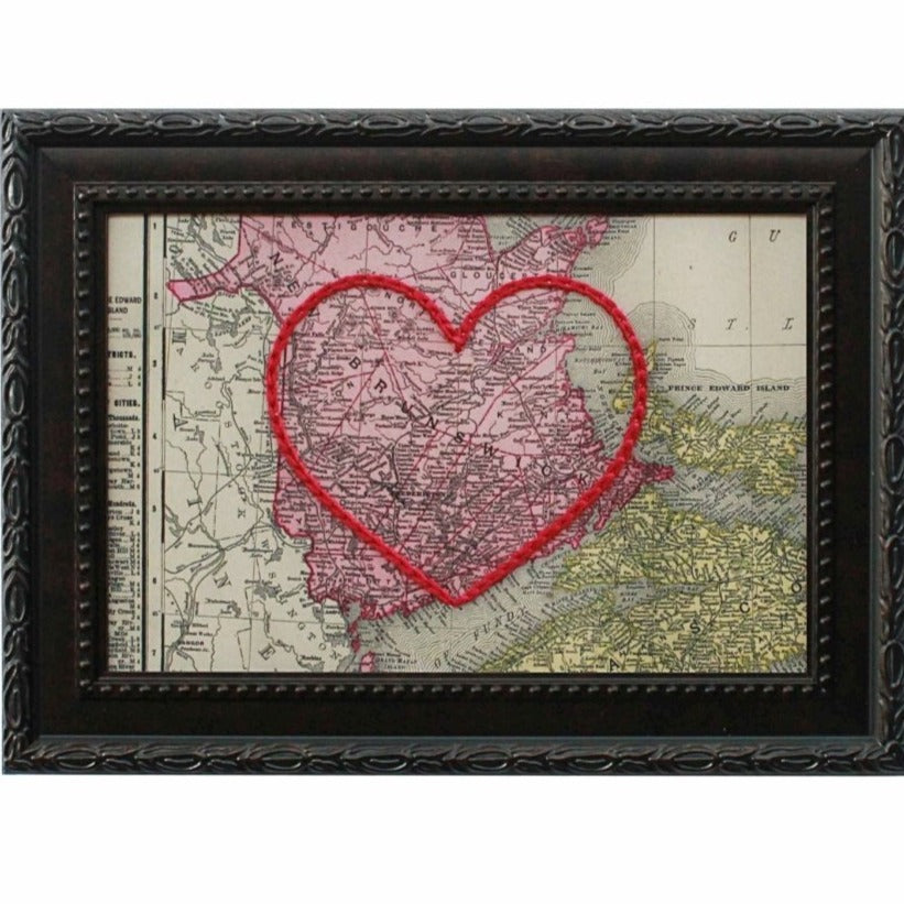 New Brunswick Stitched Heart Map - Sadie & June