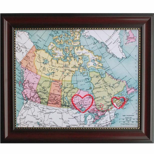 New Brunswick to Ontario Connecting Hearts Map - Sadie & June