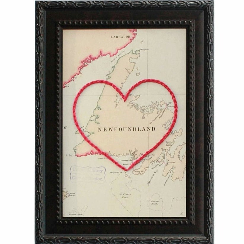 Newfoundland Stitched Heart Map - Sadie & June