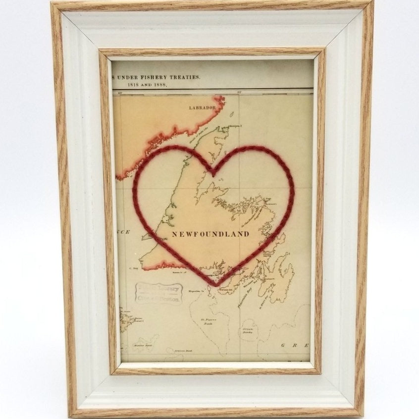 Newfoundland Stitched Heart Map - Sadie & June