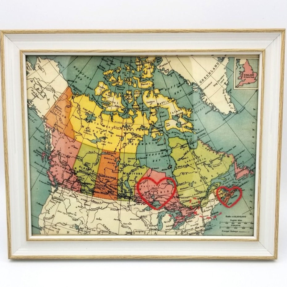 Nova Scotia to Ontario Connecting Hearts Map (Final Sale) - Sadie & June
