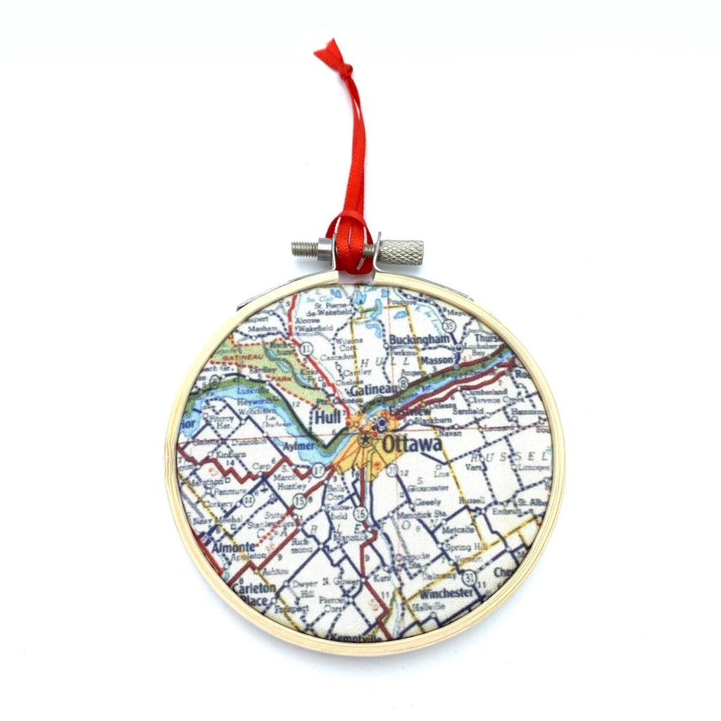 Ottawa Map Hoop Ornament - Sadie & June