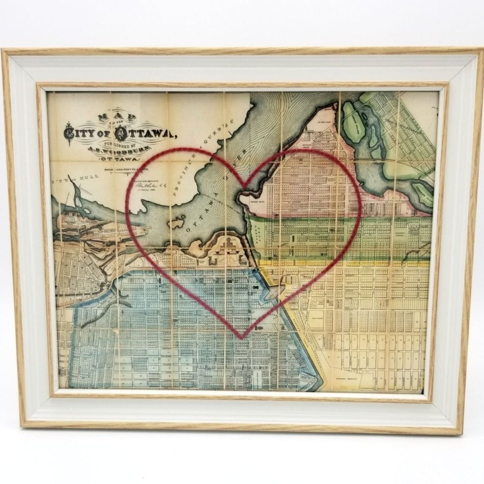 Ottawa Stitched Heart Map - Sadie & June