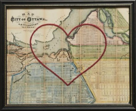 Ottawa Stitched Heart Map - Sadie & June