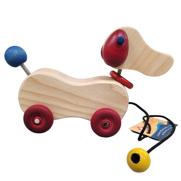 Jouet à tirer pour chien en bois