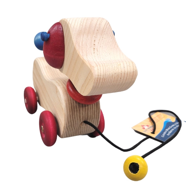 Jouet à tirer pour chien en bois