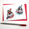 Raccoons Sliding Holiday Card - Amelie Legault
