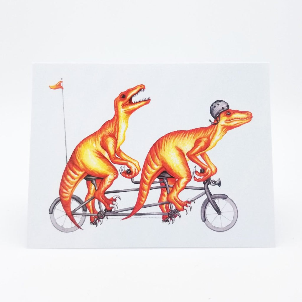 Raptors Riding a Bike Card - Amelie Legault