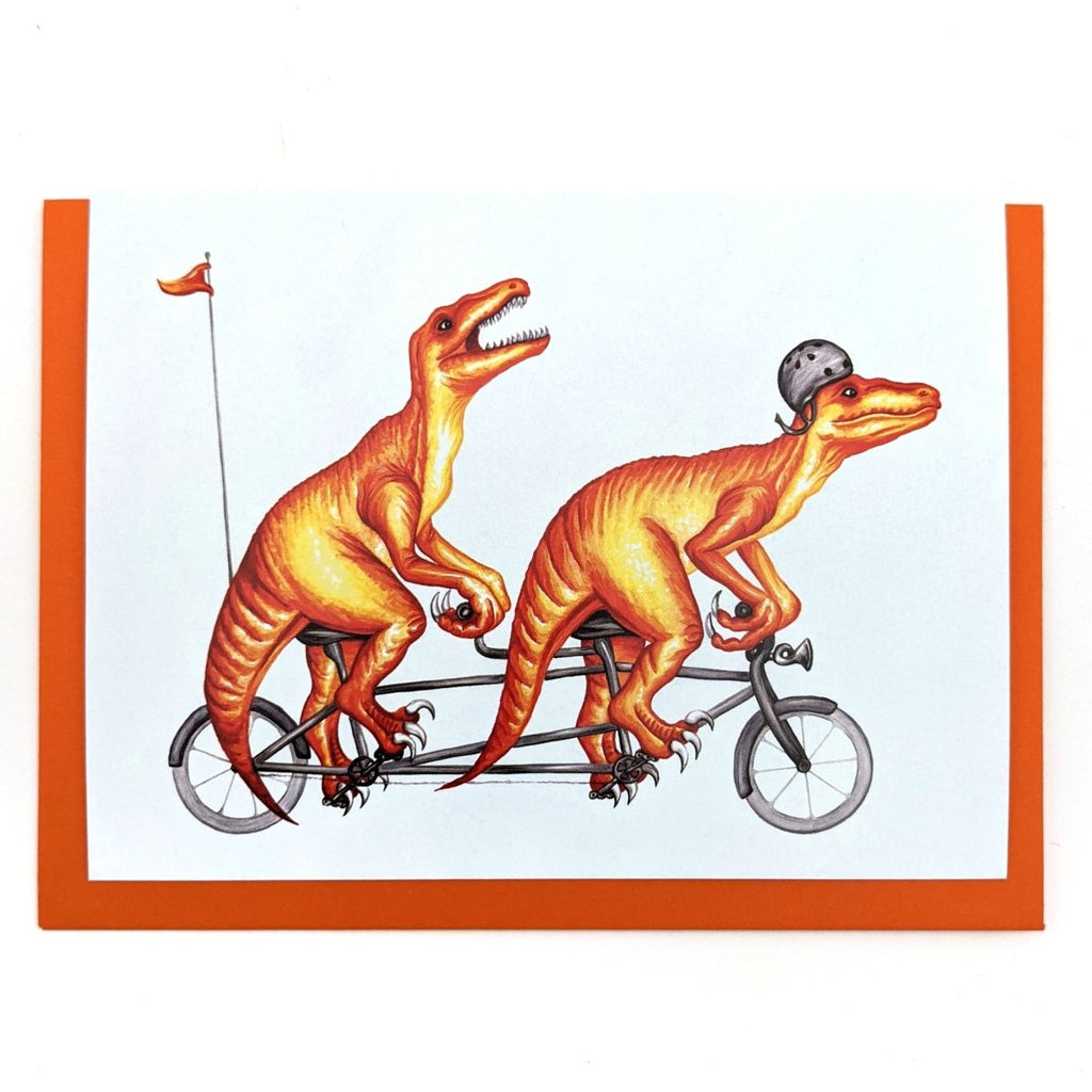 Raptors Riding a Bike Card - Amelie Legault