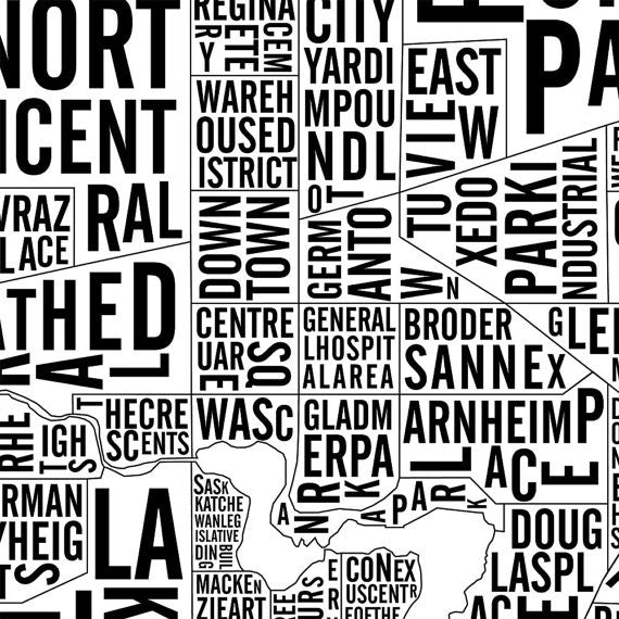 Regina Word Map (12" x 18") (Final Sale) - Alexandre Laquerre