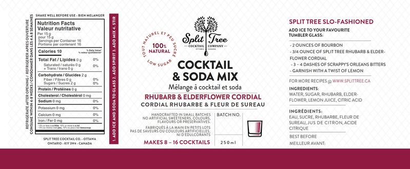 Rhubarb & Elderflower Cordial - Split Tree Cocktail Co.
