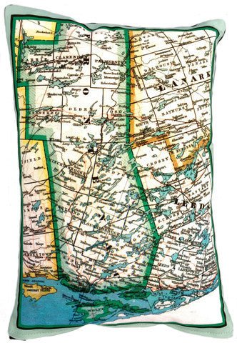 Rideau Lakes Vintage Map Pillow - Vintage Map Co.