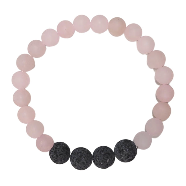 Volcanic Lava Rock Diffuser Bracelet - Rose Quartz