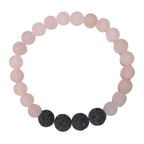 Volcanic Lava Rock Diffuser Bracelet - Rose Quartz