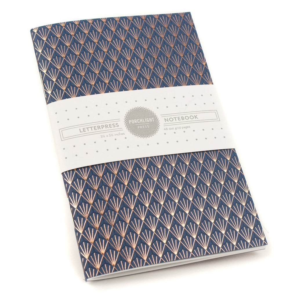 Small Notebook - Blue w/ Deco Foil (Dot Pages) (Final Sale) - Porchlight Press