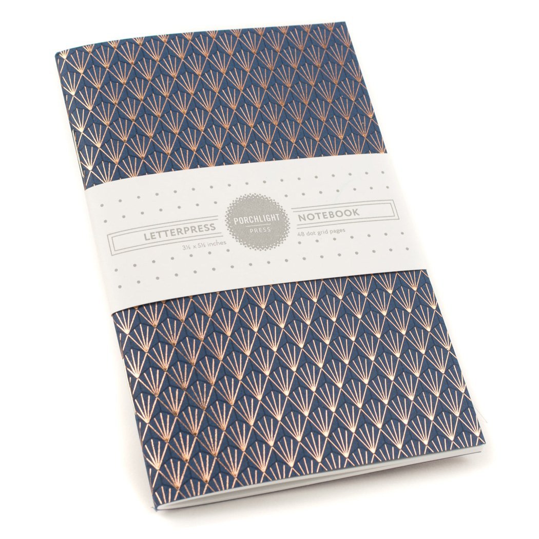 Small Notebook - Blue w/ Deco Foil (Dot Pages) (Final Sale) - Porchlight Press
