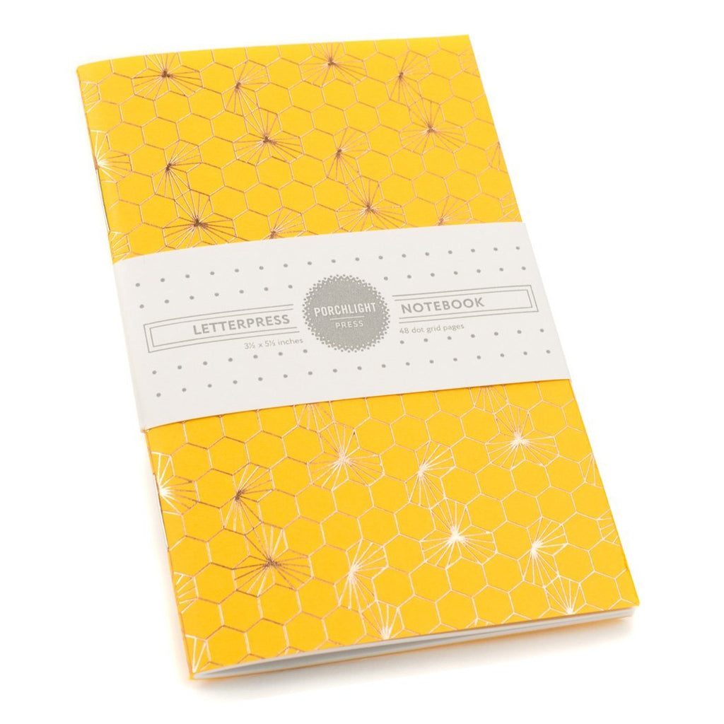 Small Notebook - Yellow w/ Honeycomb Foil (Dot Pages) (Final Sale) - Porchlight Press