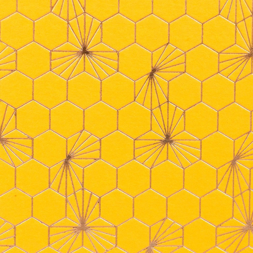 Small Notebook - Yellow w/ Honeycomb Foil (Dot Pages) (Final Sale) - Porchlight Press