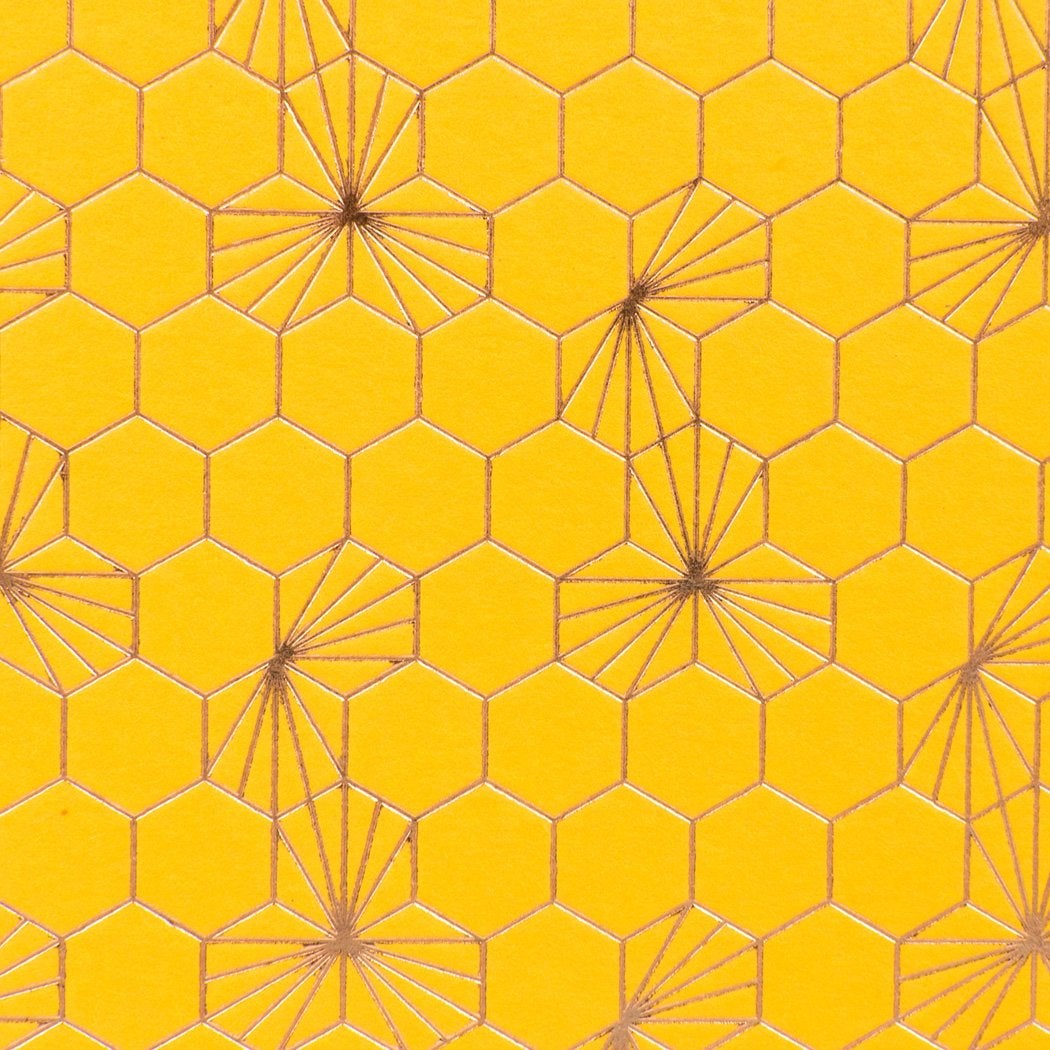 Small Notebook - Yellow w/ Honeycomb Foil (Dot Pages) (Final Sale) - Porchlight Press