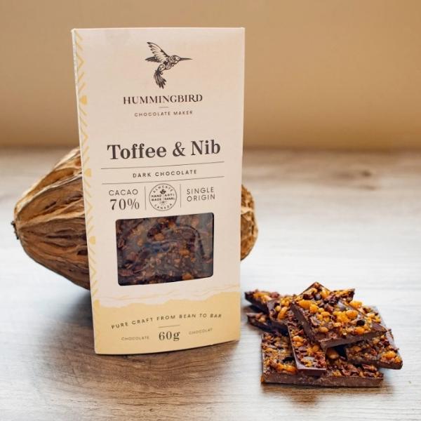 Toffee and Nib Chocolate Bar
