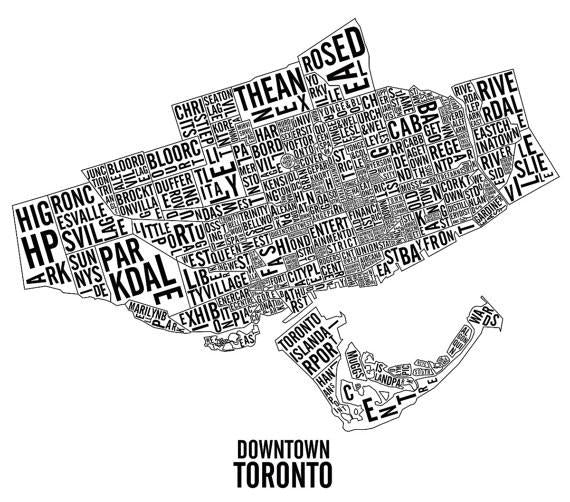 Toronto Word Map (12" x 18") - Alexandre Laquerre