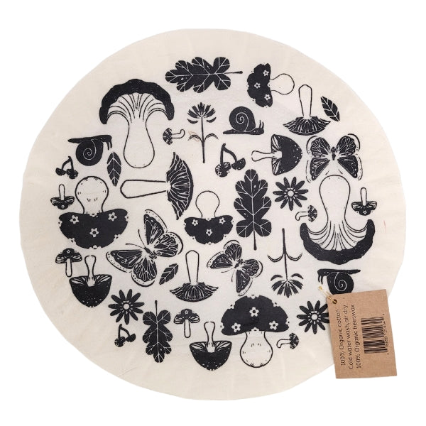 Reusable Waxed Fabric Bowl Cover - Shroom and Bloom (XL)