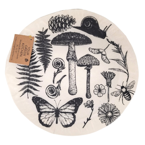 Reusable Waxed Fabric Bowl Cover - Shroom and Bloom (XL)