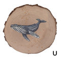Handpainted Whale Wood Disc - Small