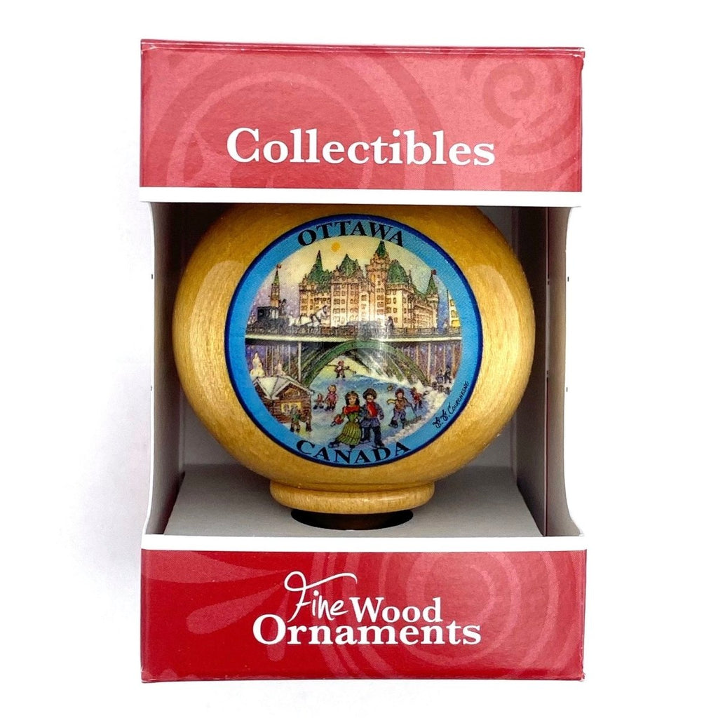 Wooden Time Capsule Ornament - Chateau Laurier & Canal (Final Sale) - Fine Wood Ornaments
